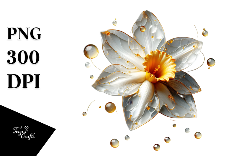 Glossy Daffodil Watercolor Splash PNG