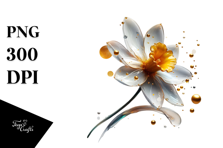 Glossy Daffodil Watercolor Splash PNG