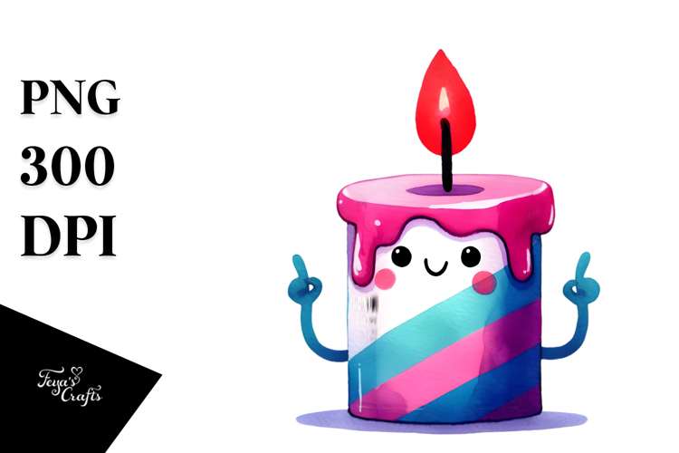 Vibrant Candle Watercolor Design