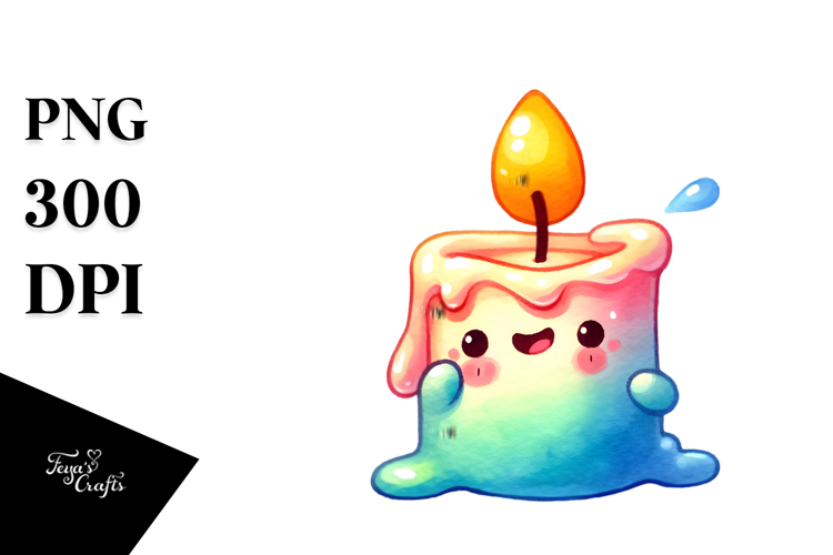 Funny Candle Watercolor Clipart