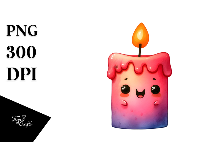 Funny Candle Watercolor Clipart