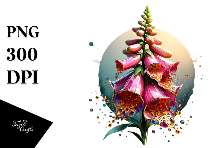 Glossy Foxglove Watercolor Splash PNG
