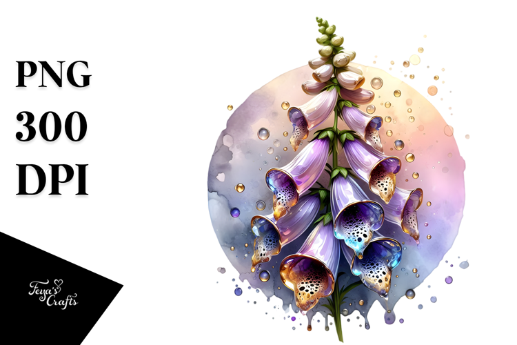 Glossy Foxglove Watercolor Splash PNG