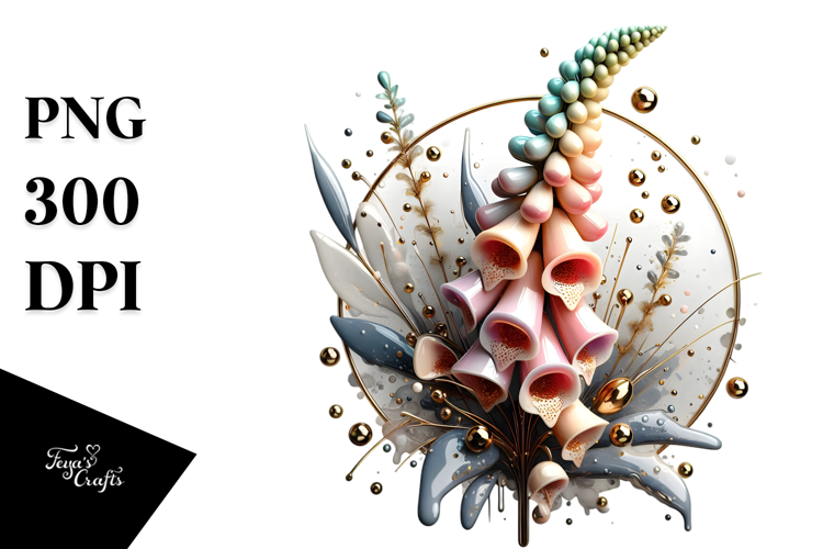 Glossy Foxglove Watercolor Splash PNG