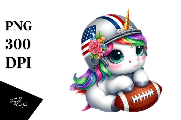 Baby Unicorn Equipped for Football Clipart