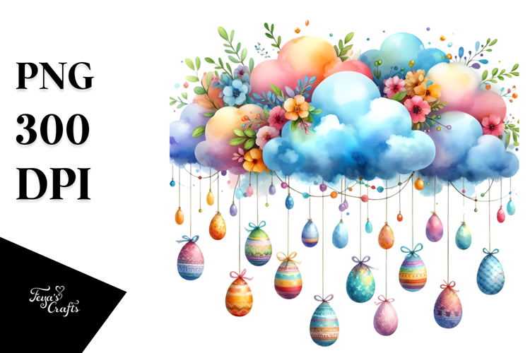 Colorful Cloud Easter Eggs PNG