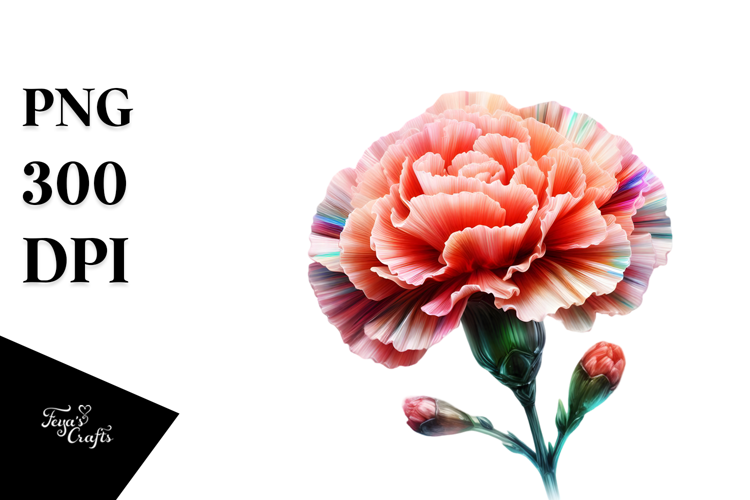Carnation with Watercolor Splash, PNG