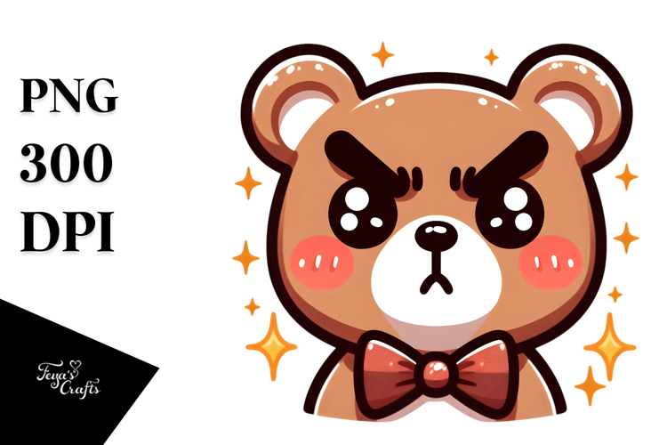 Sarcastic Bear with Bow Tie, Balanced Negative Space PNG