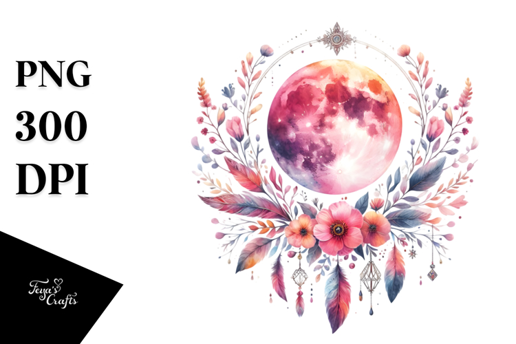 Boho Moon with Flowers