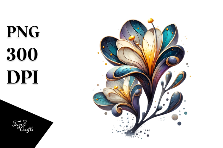 Abstract Wooden Freesia Splash | Clipart
