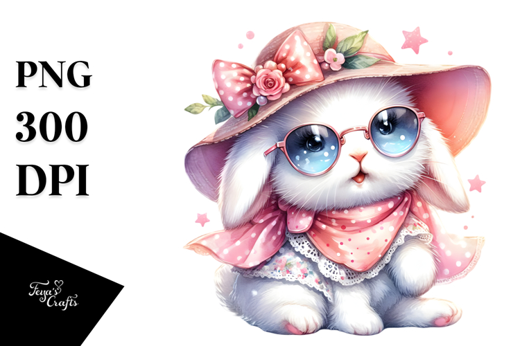 Cute Baby Bunny with Hat, PNG