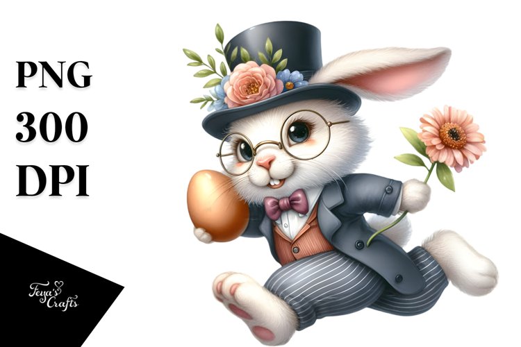 Running Bunny with Egg PNG