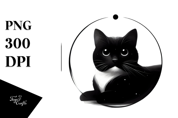 Simple Black Cat Digital Painting, Transparent PNG example image 1