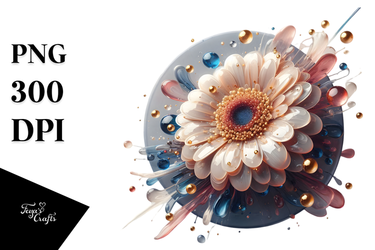 Abstract Gerbera Watercolor PNG