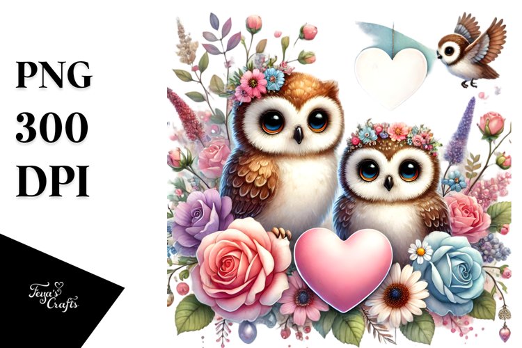 Adorned with Baby Owl Holding Heart PNG