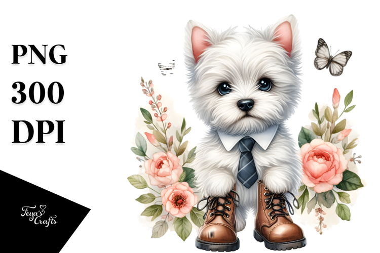 Watercolor Terrier Baby Tie Boots