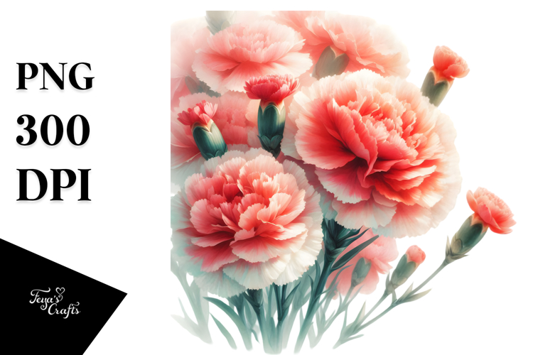colorful carnation washed watercolor | Clipart example image 1