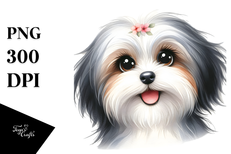 Watercolor Cute Havanese PNG