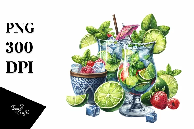 Watercolor Caipirinha