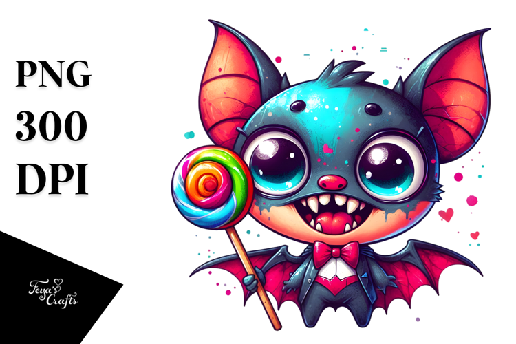Funny Bat Boy with Lollipop PNG