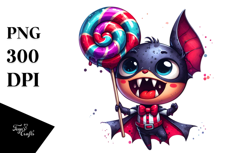 Funny Bat Boy with Lollipop PNG