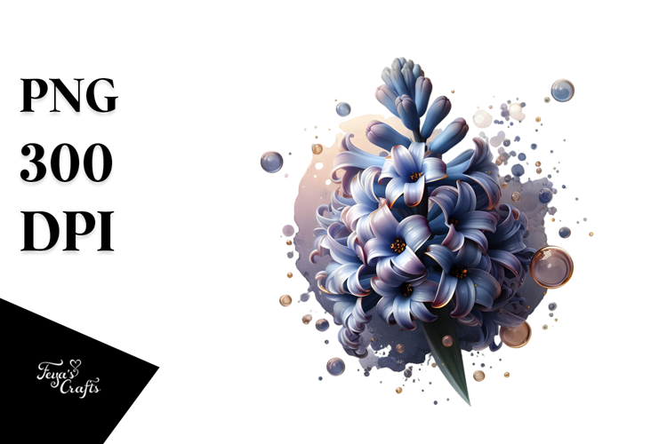 Glossy Hyacinth, Round Watercolor Splash