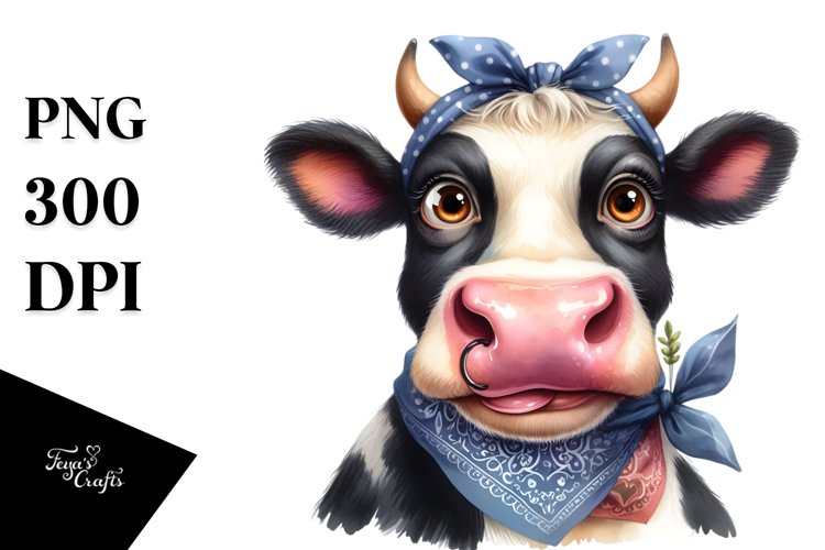 Cow Funny Goofy Cow Portrait Clipart example image 1