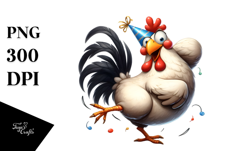 Goofy Cartoon Chicken Dancing PNG example image 1