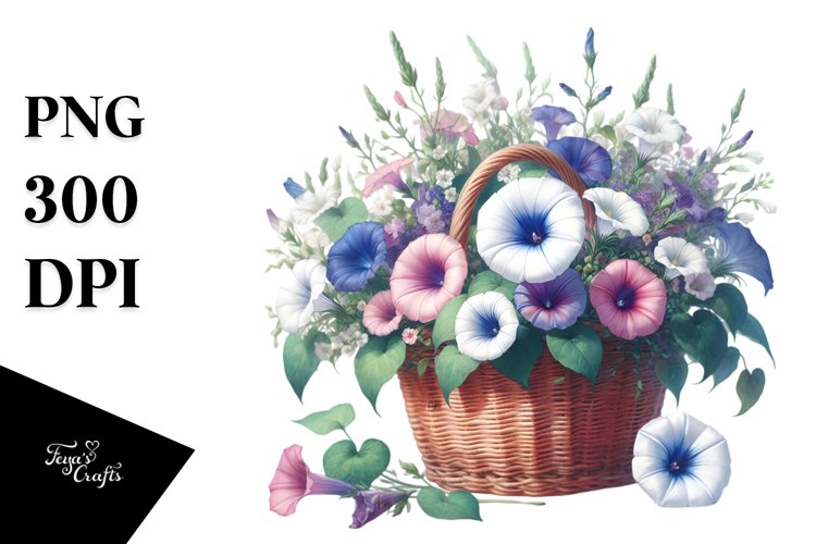 Morning Glory Basket Clipart example image 1
