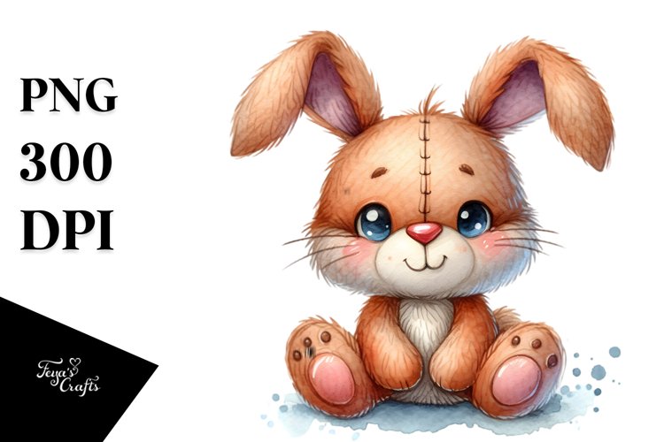 Vibrant Plush Bunny | Watercolor
