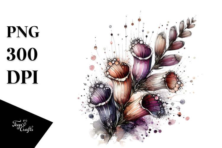 Foxglove Metallic Watercolor Splash Abstract