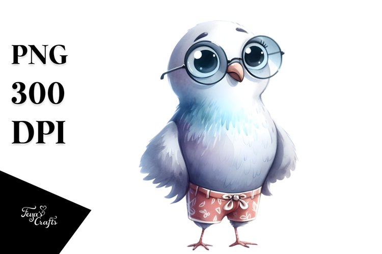 Dove Standing in Beachwear | Clipart