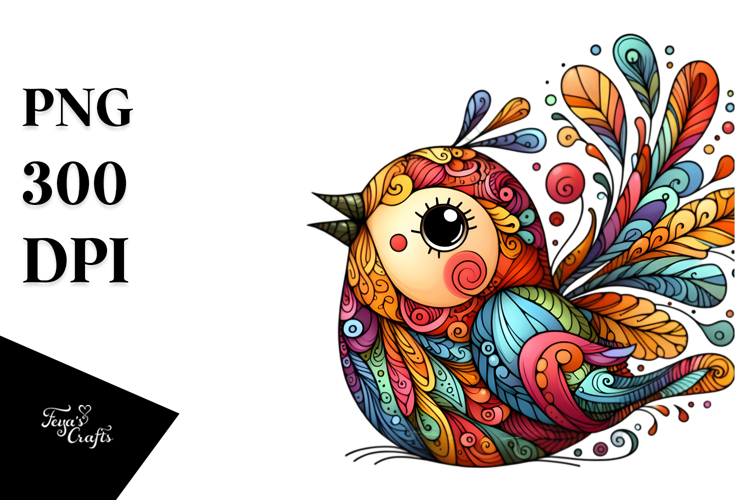 Colorful Whimsical Bird PNG