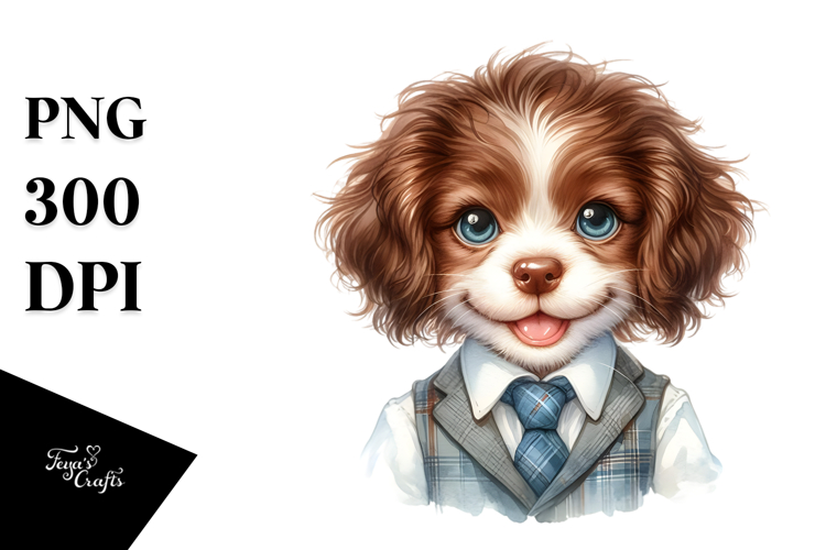Watercolor Baby Brittany with Big Eyes
