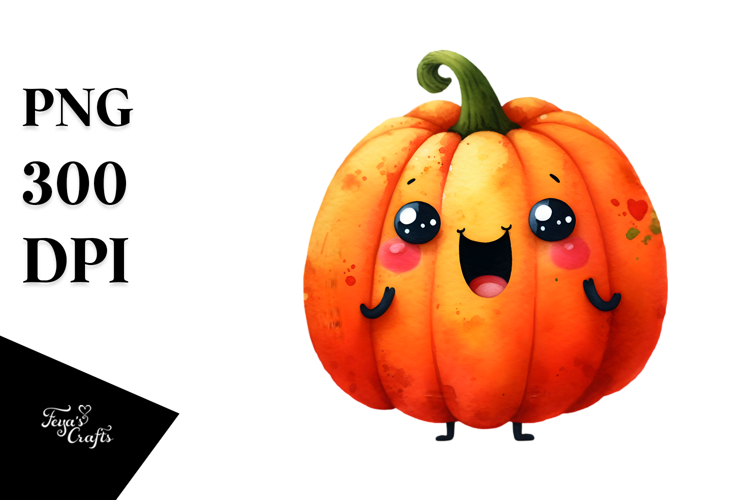 Funny Watercolor Pumpkin Splash | Clipart