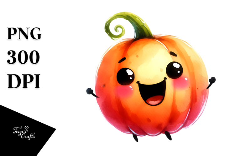 Funny Watercolor Pumpkin Splash | Clipart