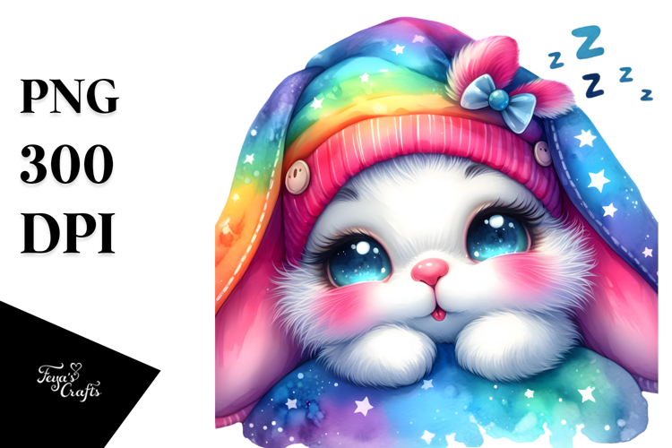 Vibrant Watercolor Baby Bunny