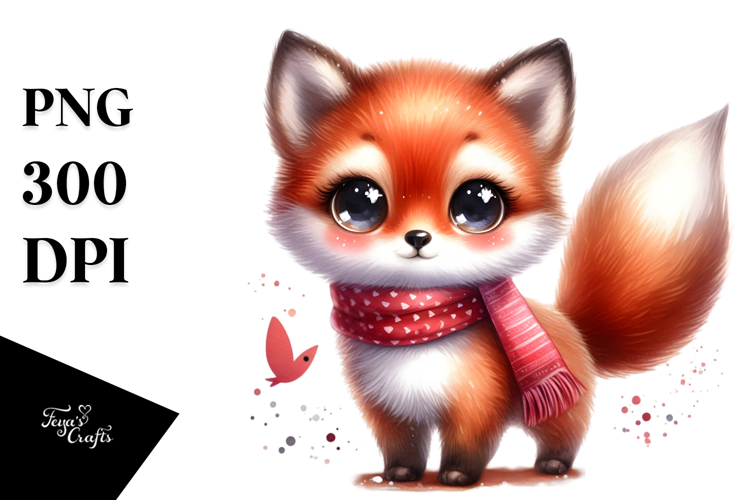 Cute Watercolor Fox Clipart Image 24