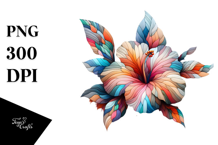 Abstract Colorful Pastel Wooden Hibiscus example image 1