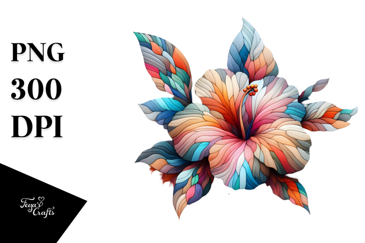 Abstract Colorful Pastel Wooden Hibiscus
