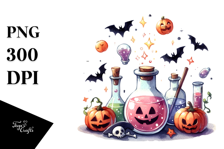 Watercolor Magic Potion Halloween Clipart, Transparent PNG