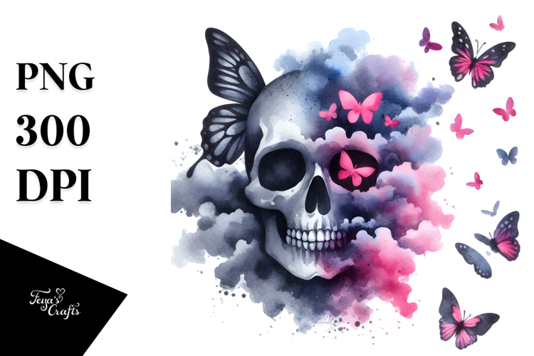 Cute Butterfly Skull PNG