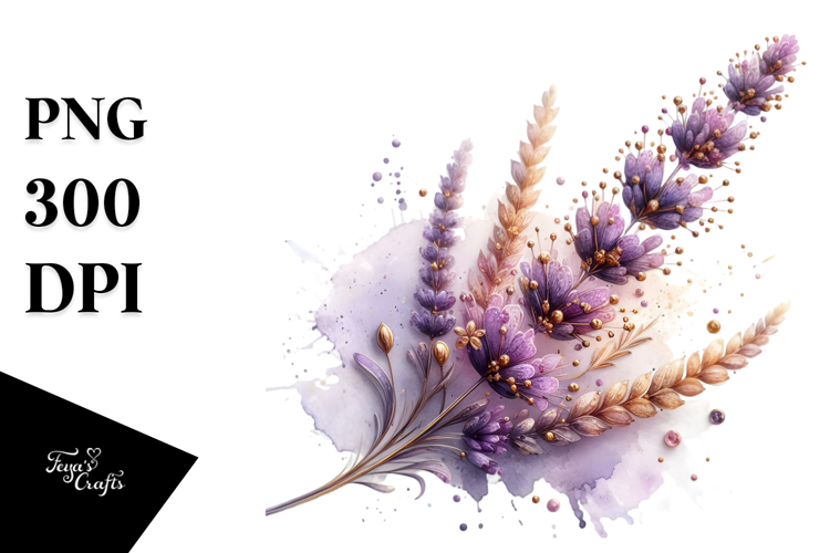 Abstract Detailed Shiny Lavender Watercolor Splash