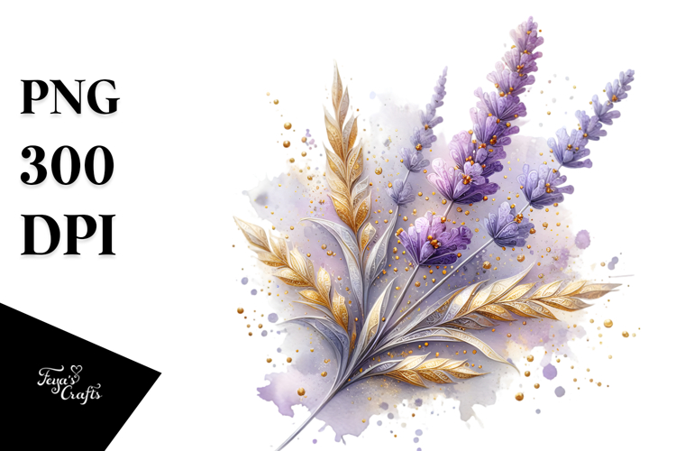 Abstract Detailed Shiny Lavender Watercolor Splash