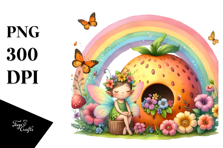 Colorful Fairy House Rainbow Illustration Fruit Fantasy