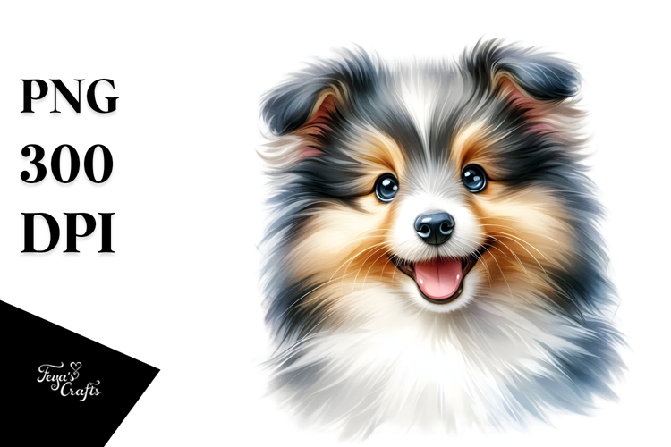Cute Baby Shetland Sheepdog with Big Eyes PNG