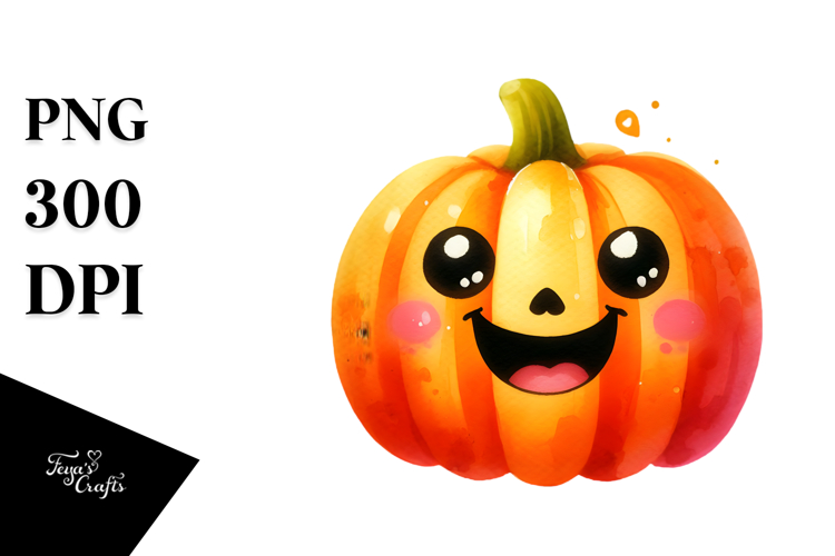 Funny Vibrant Pumpkin Watercolor Splash