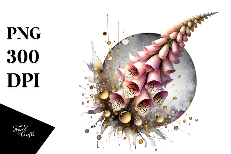 Glossy Foxglove Watercolor Splash PNG