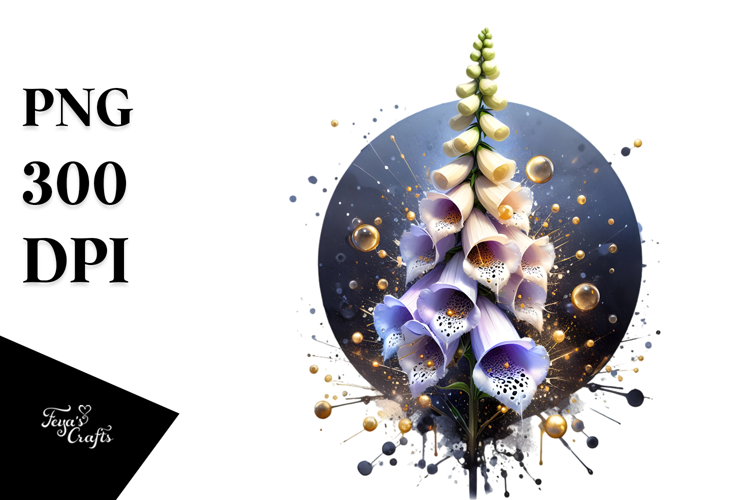 Glossy Foxglove Watercolor Splash PNG