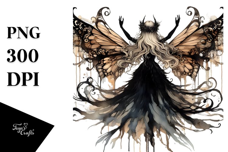 Artistic Gothic Fairy Washed Sublimation Clipart